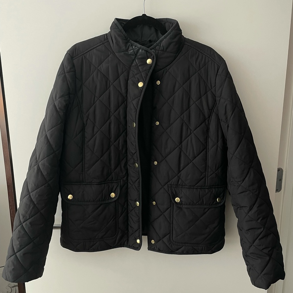 Quilted Black J Crew Coat XL
